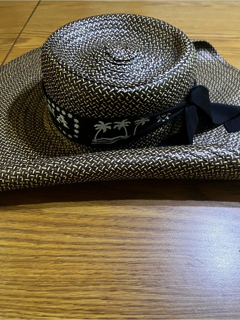 Cartagena Colombia Straw Sun Hat - Black & Natural